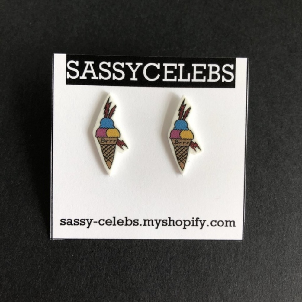 New Gucci Mane Ice Cream Cone Tattoo Earring Set